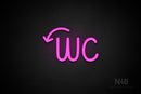 "WC" (left down arrow, Artilla font) - LED neon sign