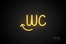 "WC" (left up arrow, Artilla font) - LED neon sign