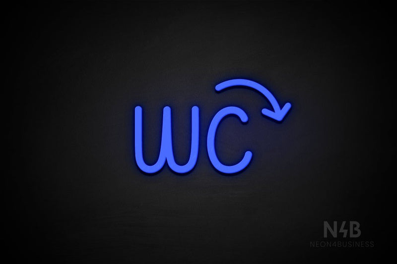"WC" (right down arrow, Artilla font) - LED neon sign