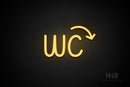 "WC" (right down arrow, Artilla font) - LED neon sign
