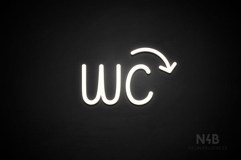 "WC" (right down arrow, Artilla font) - LED neon sign