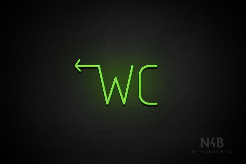 "WC" (left arrow, Genius font) - LED neon sign