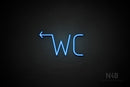 "WC" (left arrow, Genius font) - LED neon sign