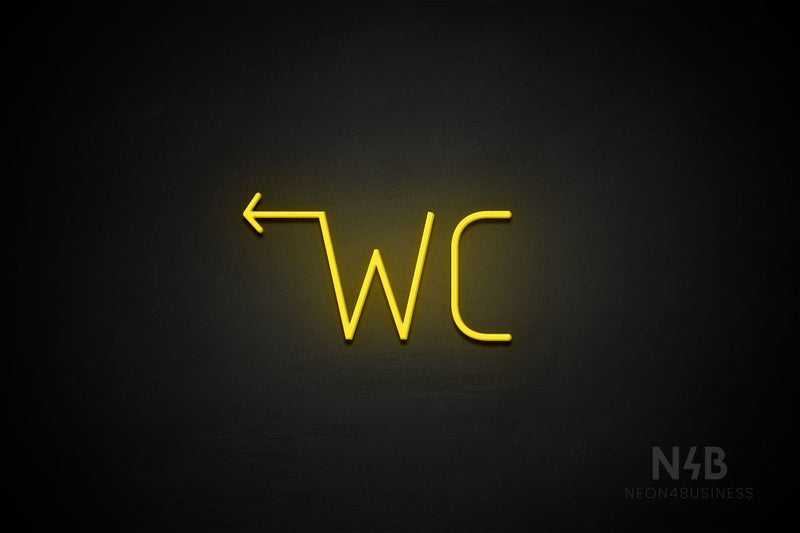"WC" (left arrow, Genius font) - LED neon sign