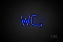 "WC" (right arrow, Genius font) - LED neon sign