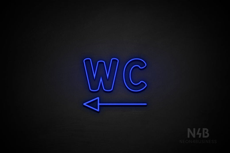 "WC" (left arrow, Kalisha font) - LED neon sign