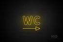 "WC" (right arrow, Kalisha font) - LED neon sign
