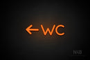 "WC" (left arrow, Mountain font) - LED neon sign