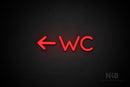 "WC" (left arrow, Mountain font) - LED neon sign