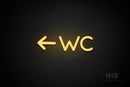 "WC" (left arrow, Mountain font) - LED neon sign