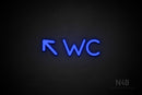"WC" (left up arrow, Mountain font) - LED neon sign