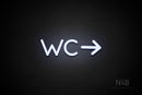 "WC" (right arrow, Mountain font) - LED neon sign