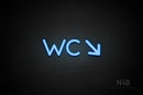 "WC" (right down arrow, Mountain font) - LED neon sign