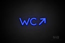 "WC" (right up arrow, Mountain font) - LED neon sign
