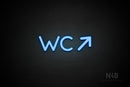 "WC" (right up arrow, Mountain font) - LED neon sign