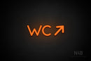 "WC" (right up arrow, Mountain font) - LED neon sign