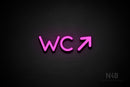 "WC" (right up arrow, Mountain font) - LED neon sign