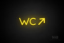 "WC" (right up arrow, Mountain font) - LED neon sign