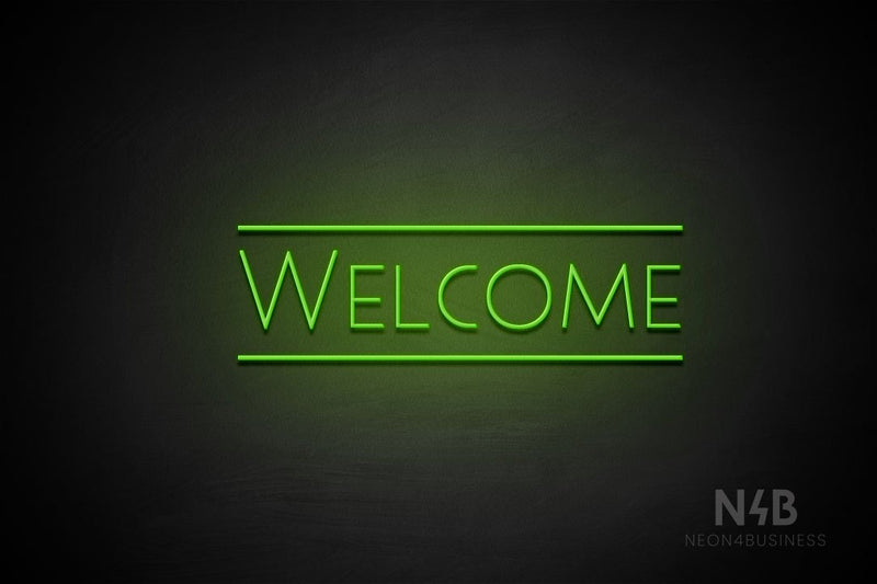"WELCOME" (capitals, Paradise font) - LED neon sign