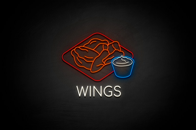 WINGS - ("WINGS" at the bottom Cooper font) - LED neon sign
