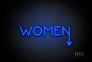 "WOMEN" (arrow pointing down coming from the "N", Mountain font) - LED neon sign
