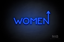"WOMEN" (arrow pointing up coming from the "N", Mountain font) - LED neon sign