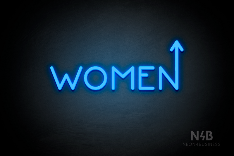 "WOMEN" (arrow pointing up coming from the "N", Mountain font) - LED neon sign