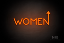 "WOMEN" (arrow pointing up coming from the "N", Mountain font) - LED neon sign