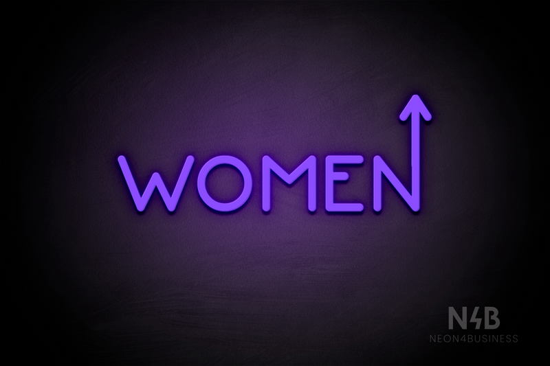 "WOMEN" (arrow pointing up coming from the "N", Mountain font) - LED neon sign