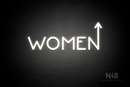 "WOMEN" (arrow pointing up coming from the "N", Mountain font) - LED neon sign