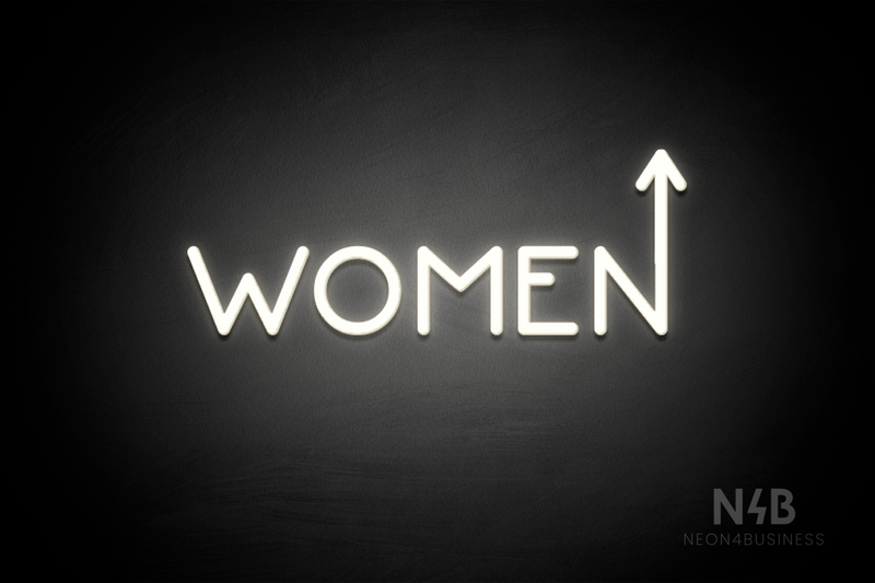 "WOMEN" (arrow pointing up coming from the "N", Mountain font) - LED neon sign