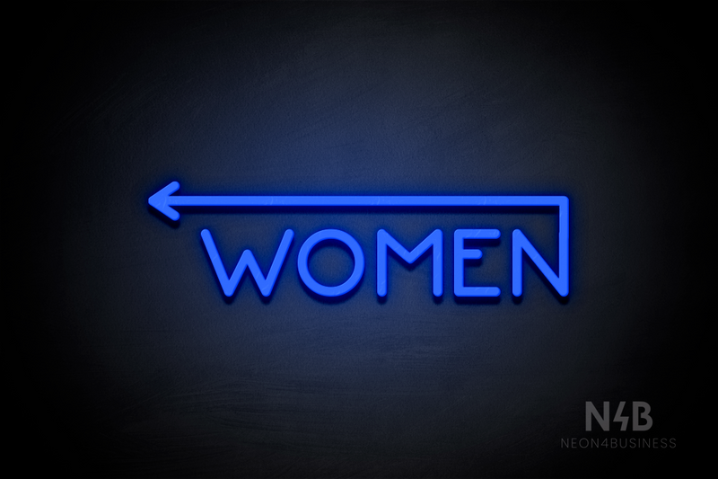 "WOMEN" (left arrow coming from the "N", Mountain font) - LED neon sign