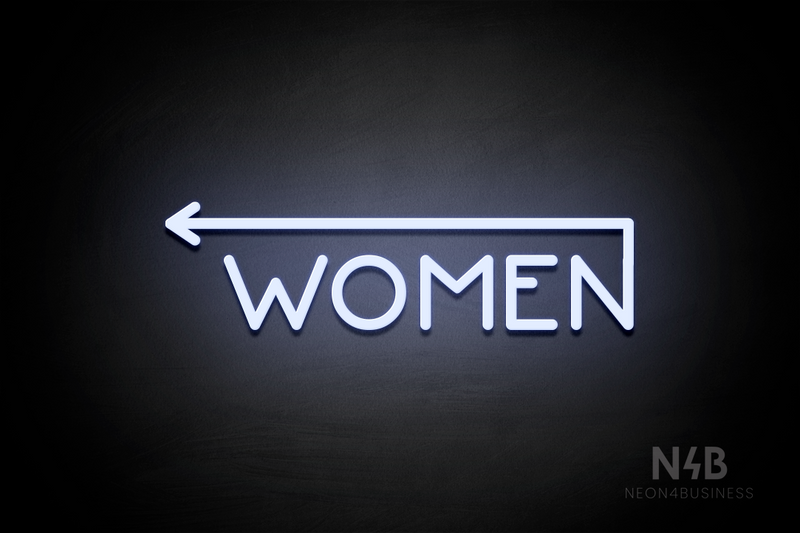 "WOMEN" (left arrow coming from the "N", Mountain font) - LED neon sign