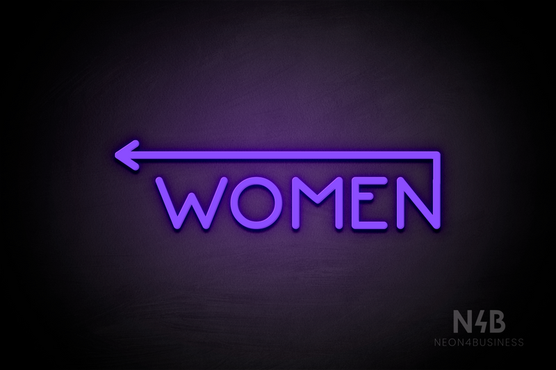 "WOMEN" (left arrow coming from the "N", Mountain font) - LED neon sign