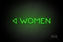 "WOMEN" (left arrow, Mountain font) - LED neon sign
