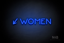 "WOMEN" (left arrow tilted downwards, Mountain font) - LED neon sign