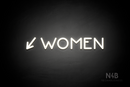 "WOMEN" (left arrow tilted downwards, Mountain font) - LED neon sign
