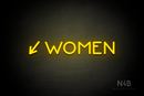 "WOMEN" (left arrow tilted downwards, Mountain font) - LED neon sign