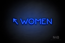 "WOMEN" (left arrow tilted upwards, Mountain font) - LED neon sign