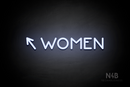 "WOMEN" (left arrow tilted upwards, Mountain font) - LED neon sign