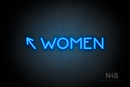 "WOMEN" (left arrow tilted upwards, Mountain font) - LED neon sign