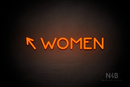 "WOMEN" (left arrow tilted upwards, Mountain font) - LED neon sign