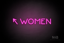 "WOMEN" (left arrow tilted upwards, Mountain font) - LED neon sign