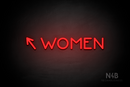 "WOMEN" (left arrow tilted upwards, Mountain font) - LED neon sign