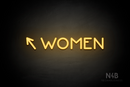 "WOMEN" (left arrow tilted upwards, Mountain font) - LED neon sign