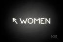 "WOMEN" (left arrow tilted upwards, Mountain font) - LED neon sign