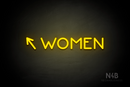 "WOMEN" (left arrow tilted upwards, Mountain font) - LED neon sign