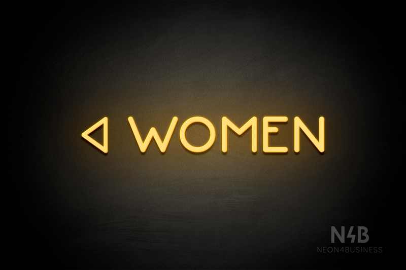 "WOMEN" (left arrow, Mountain font) - LED neon sign