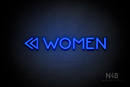 "WOMEN" (left double arrow, Mountain font) - LED neon sign