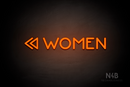 "WOMEN" (left double arrow, Mountain font) - LED neon sign